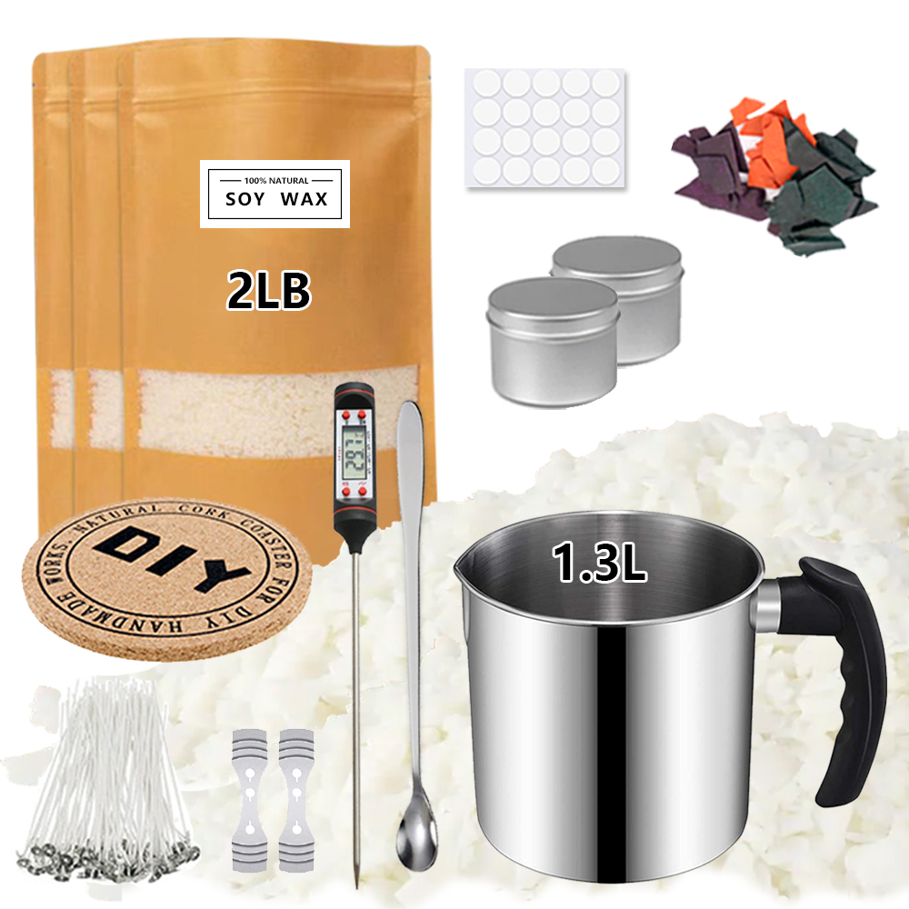 Candle Supplies Kit - 1LB/2LB Natural Soy Wax Candle Making