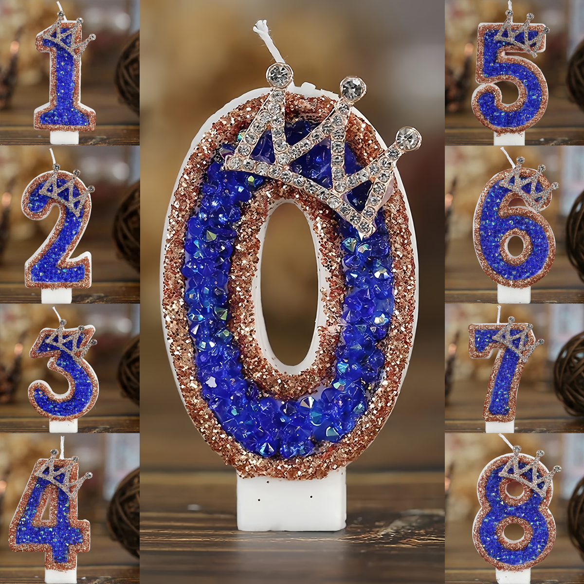 Blue Crown Sparkle Number Birt - Candle Supplies Luxury review and price